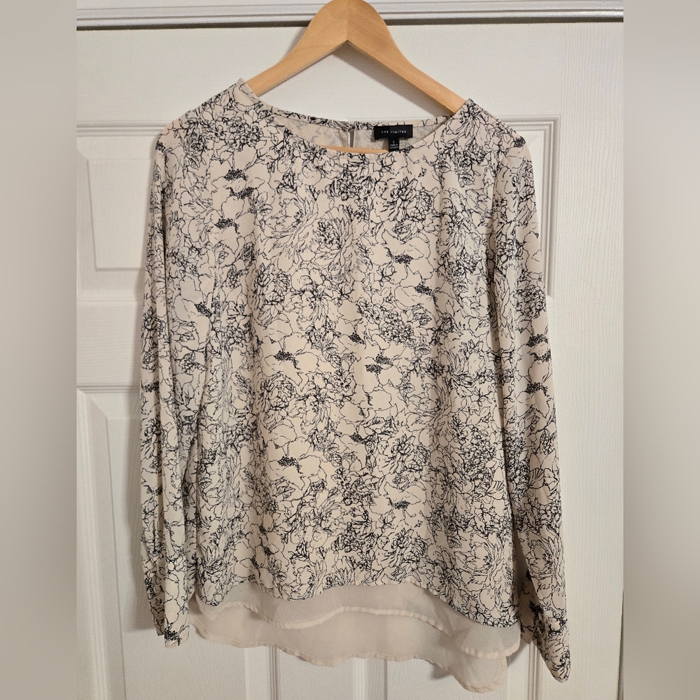 The Limited Women's Lightweight Blouse Beige And Black Floral Size Small
